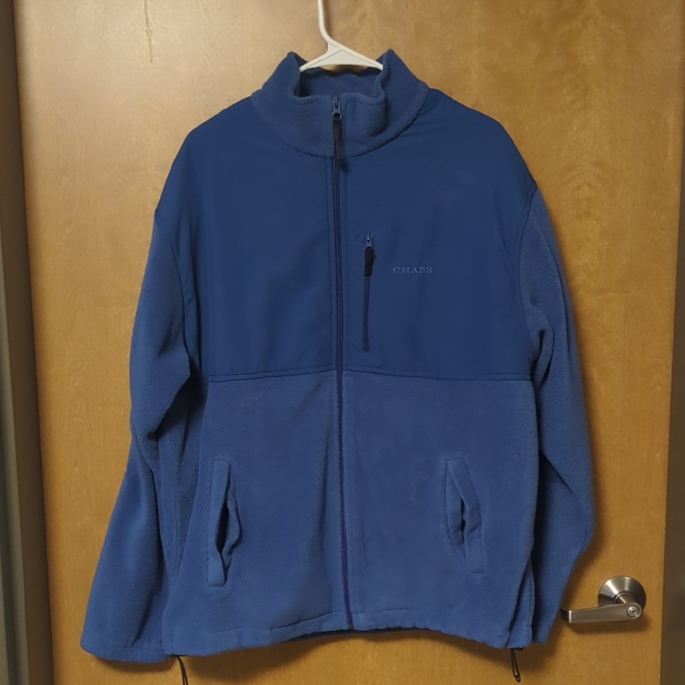 Chaps Royal Blue Full Zip Fleece Jacket Drawcord Hem Mens